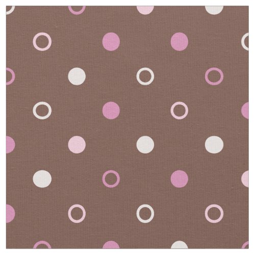 Chic girly brown and pink polka dots pattern fabric