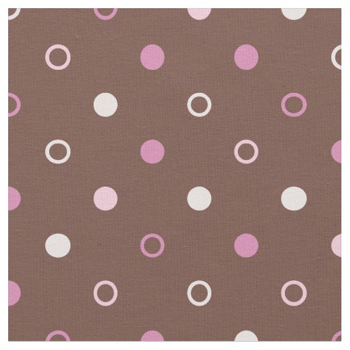Chic girly brown and pink polka dots pattern fabric