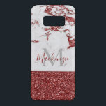 Chic Girly Burgundy Pink Glitter Marble Monogram Case-Mate Samsung Galaxy S8 Case<br><div class="desc">Chic Girly Personalized Burgundy Pink Glitter Marble Monogram Phone Case. This design features our luxurious burgundy pink faux glitter on a classic marble background. Add your name and monogram for the ideal gift. Perfect for her! To personalize further, please click the "customize further" link and use the design tool to...</div>