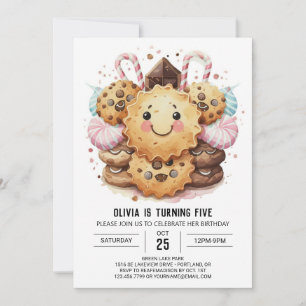 Chic Girly Candyland Cookies Birthday Invitation
