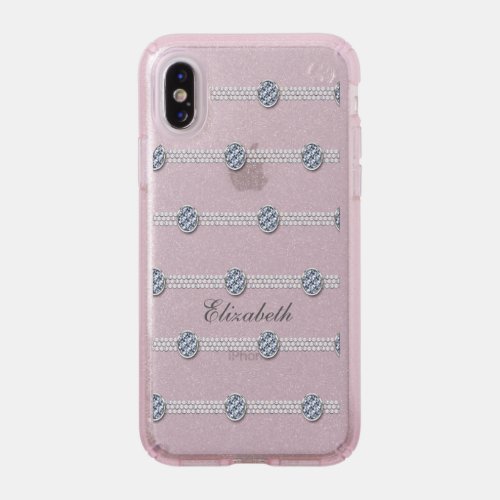 Chic Girly Diamond Elegant Rhinestone Pearl Speck iPhone XS Case