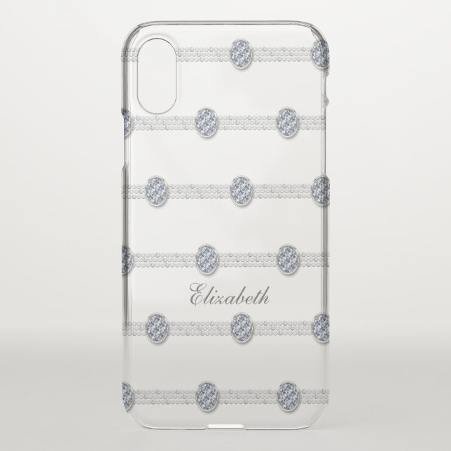 Chic Girly Diamond Elegant Rhinestone Pearl Uncommon iPhone Case (Back)