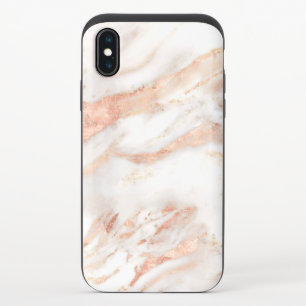 Chic Girly Elegant Copper Rose Gold Marble iPhone X Slider Case