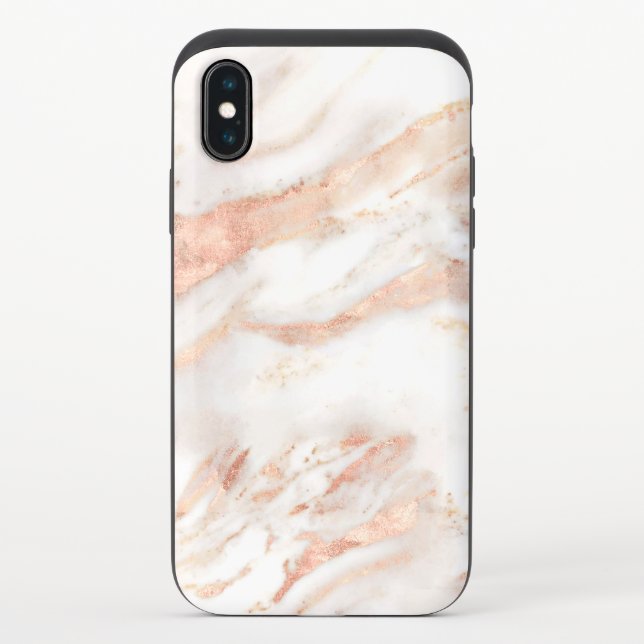 Chic Girly Elegant Copper Rose Gold Marble Uncommon iPhone Case (Back)
