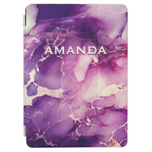 chic girly faux glitter marble art monogram  iPad air cover