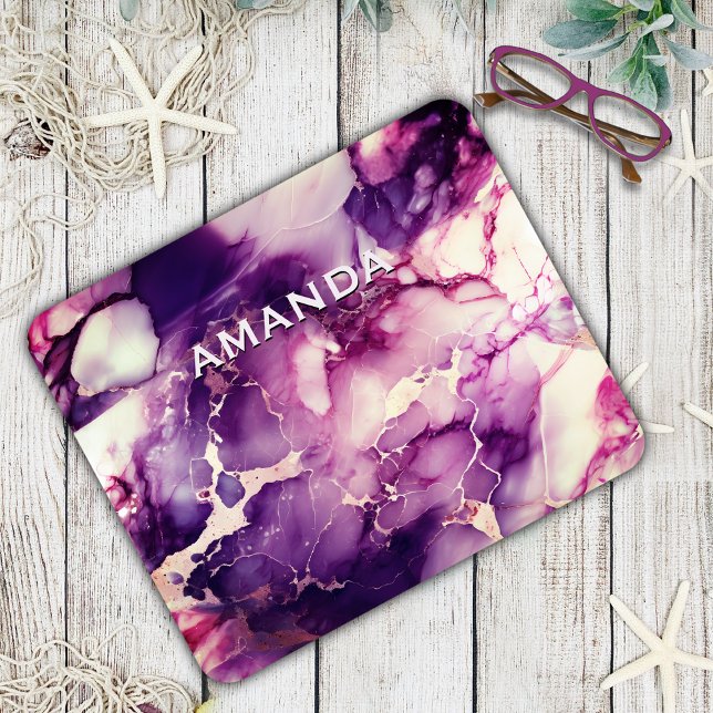 chic girly faux glitter marble art monogram  mouse pad (Creator Uploaded)
