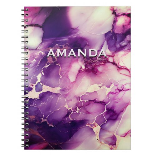 chic girly faux glitter marble art monogram  notebook