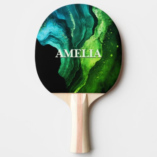 chic girly faux glitter marble art monogram  ping pong paddle