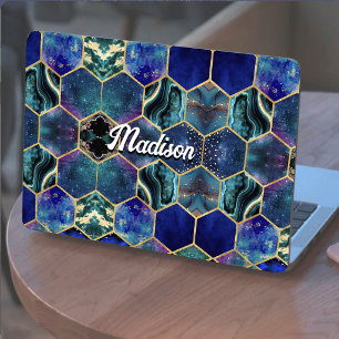 Chic girly faux Glitter Turquoise blue geometric HP Laptop Skin