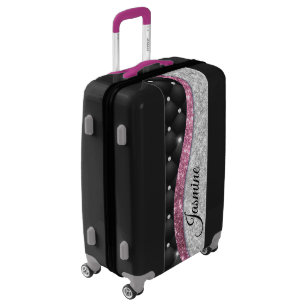 Pink Glitter Stars - 20 Carry-On Luggage - Cheer Luggage