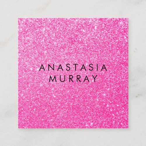Chic Girly  Glam Black Hot Pink Glitter Sparkles Square Business Card