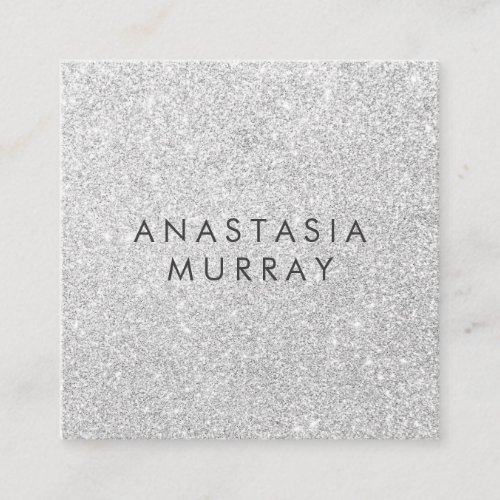 Chic Girly  Glam Gray Silver Glitter Sparkles Square Business Card