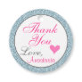 Chic Girly Glam Pink Light Blue Glitter Thank You Favor Tags