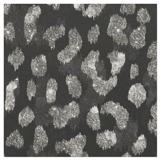 Chic girly glitter black cheetah print pattern fabric