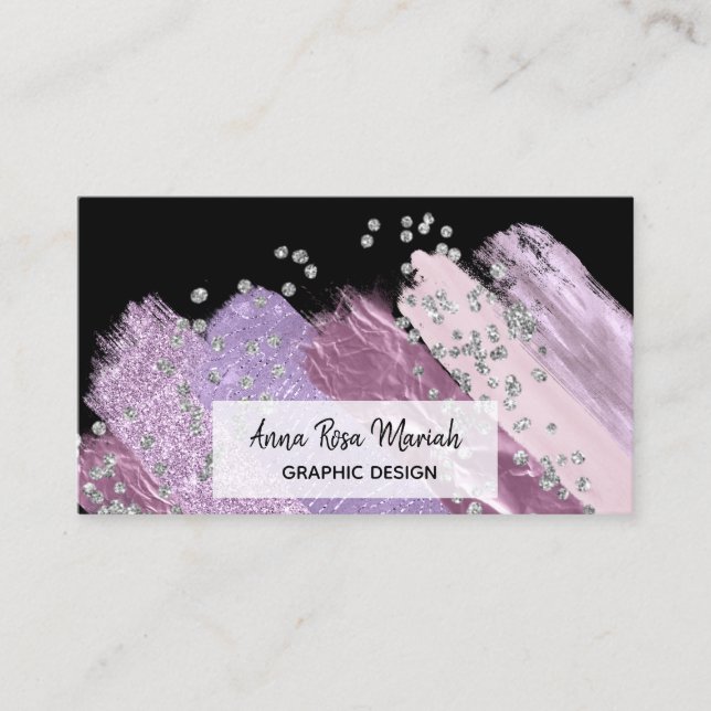 *~* Chic Girly Glitter Feminine Exciting Abstract Business Card (Front)