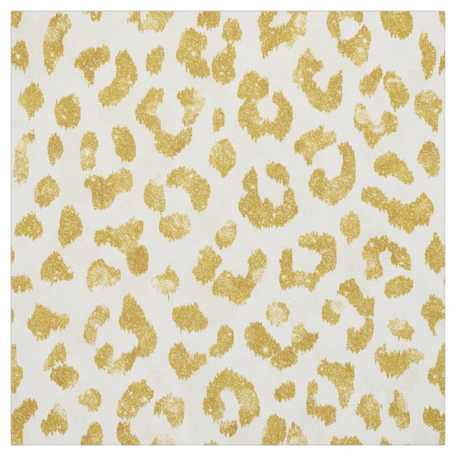 Chic girly glitter gold cheetah print pattern fabric (Swatch)