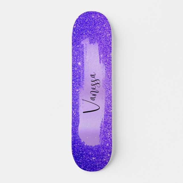 Chic Girly Glitter Personalized Skateboard (Front)
