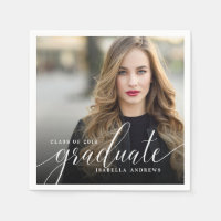 Chic Girly Hand Lettered Script Photo Graduation
