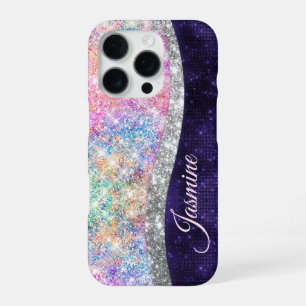Chic girly iridescent unicorn rainbow  iPhone 16 pro case
