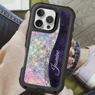 Chic girly iridescent unicorn rainbow iPhone 16 pro case