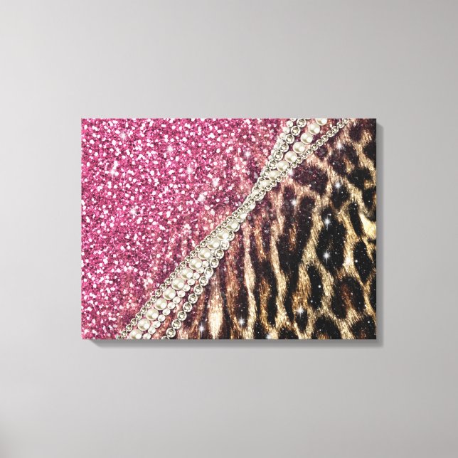Chic Girly Leopard Print Pink Glitter (Front)