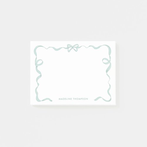 Chic Girly Mint Green Bow Ribbon Frame Post_it Notes