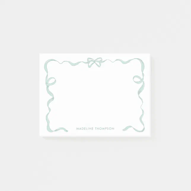 Post It Note Ribbon Chic Girly Mint Green Bow Ribbon Frame Post-it Notes | Zazzle