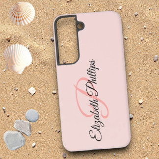 Chic Girly Misty Rose  Monogram Letter Samsung Galaxy S22 Case