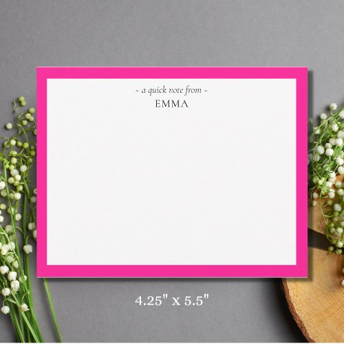 Chic Girly Modern Hot Pink Correspondence  Note Card