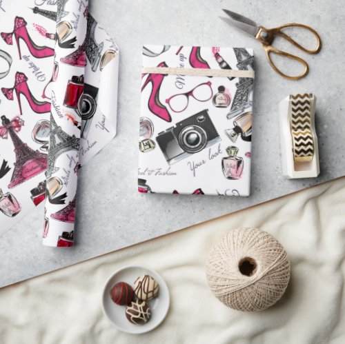 Chic Girly Paris Fashion Wrapping Paper