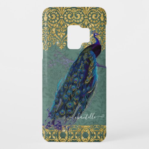 Chic Girly Peacock Boho Moroccan Blue n Gold Case_Mate Samsung Galaxy S9 Case