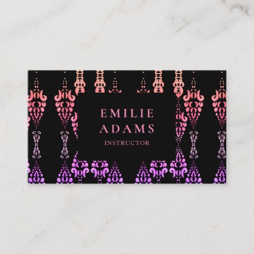 Chic Girly Pink and Purple Ornamental Business Card
