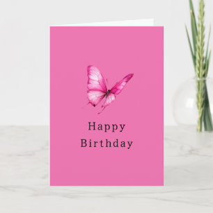 Chic Girly Pink Butterfly Birthday Card