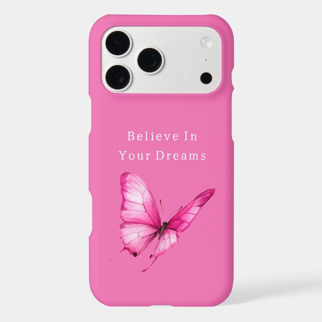 Chic Girly Pink Butterfly iPhone Case (Back)