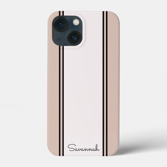 Chic Girly Pink Custom Name Modern Black Stylish Case-Mate iPhone Case (Back)
