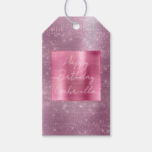 Chic Girly Pink Glam Sparkle Gift Tags
