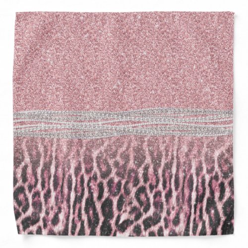 Chic Girly Pink Leopard animal print Glitter Image Bandana