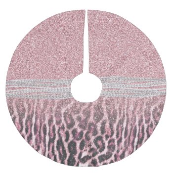 Chic Girly Pink Leopard Animal Print Glitter Image Brushed Polyester Tree Skirt by Trendy_arT at Zazzle