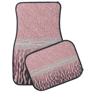 Chic Girly Pink Leopard animal print Glitter Image Car Floor Mat