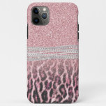 Chic Girly Pink Leopard animal print Glitter Image iPhone 11 Pro Max Case