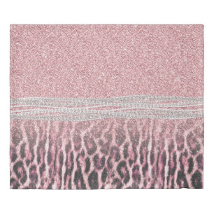 Chic Girly Pink Leopard animal print Glitter Image Duvet Cover