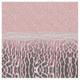 Chic Girly Pink Leopard animal print Glitter Image Fabric