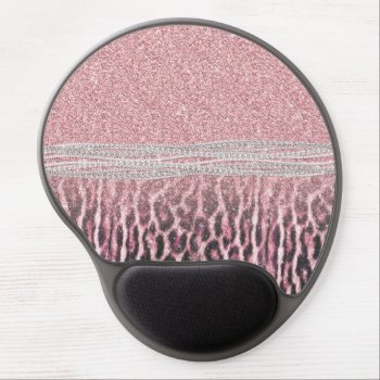 Chic Girly Pink Leopard Animal Print Glitter Image Gel Mouse Pad by Trendy_arT at Zazzle