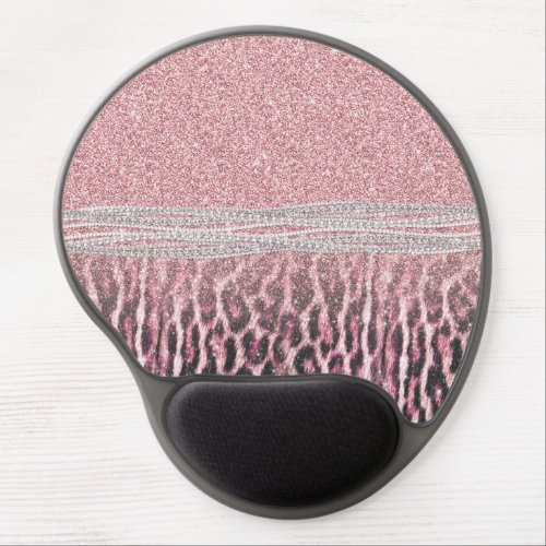 Chic Girly Pink Leopard animal print Glitter Image Gel Mouse Pad