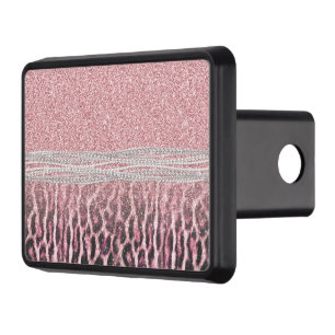 Chic Girly Pink Leopard animal print Glitter Image Hitch Cover