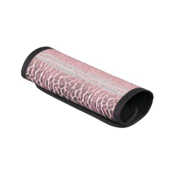 Chic Girly Pink Leopard Animal Print Glitter Image Luggage Handle Wrap by Trendy_arT at Zazzle