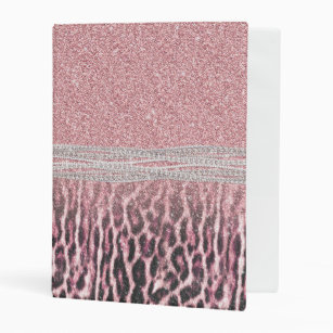 Chic Girly Pink Leopard animal print Glitter Image Mini Binder