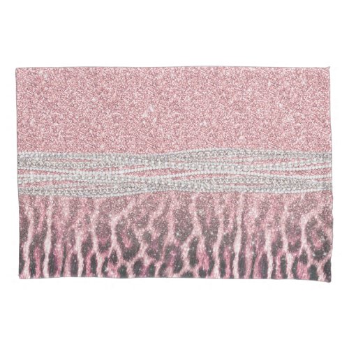 Chic Girly Pink Leopard animal print Glitter Image Pillow Case