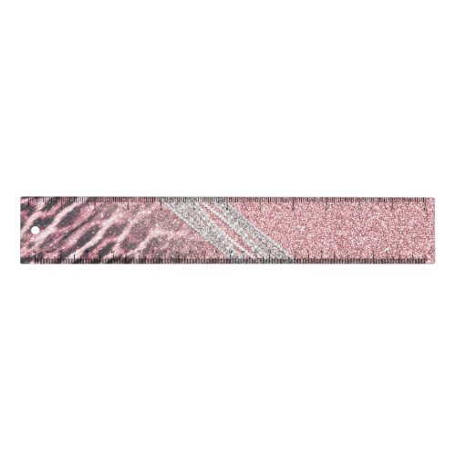 Chic Girly Pink Leopard animal print Glitter Image Ruler