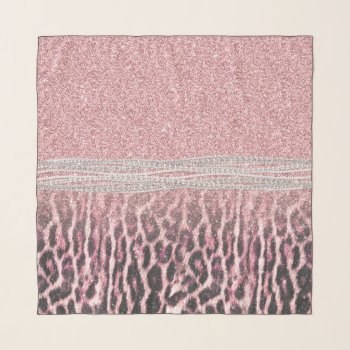 Chic Girly Pink Leopard Animal Print Glitter Image Scarf by Trendy_arT at Zazzle